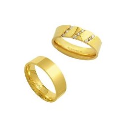 Aliança Anatômica de Ouro 18k 750 Largura 6.00mm Altura 1.50mm / Aliança Anatômica de Ouro 18k 750 com 9 Brilhantes de 2.25 Pontos Largura 6.00mm Altura 1.70mm