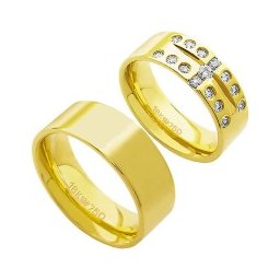 Aliança Anatômica de Ouro 18k 750 Largura 7.50mm Altura 2.00mm / Aliança Anatômica de Ouro 18k 750 com 12 Brilhantes de 2.25 Pontos, 2 Brilhantes de 3.50 e 1 Brilhante de 6.00 Pontos Largura 7.50mm Altura 2.00mm