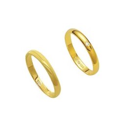 Aliança de Ouro 18k 750 Largura 2.80mm Altura 1.10mm / Aliança de Ouro 18k 750 com 1 Brilhante de 1.00 Pontos Largura 2.80mm Altura 1.10mm