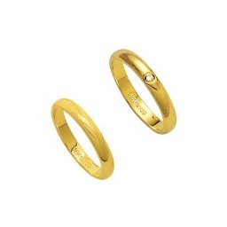 Aliança de Ouro 18k 750 Largura 3.20mm Altura 1.50mm / Aliança de Ouro 18k 750 com 1 Brilhantes de 2.25 Pontos Largura 3.20mm Altura 1.50mm