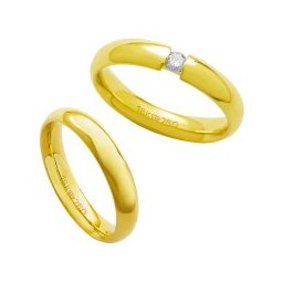 Aliança Anatômica de Ouro 18k 750 Largura 4.00mm Altura 2.00mm / Aliança Anatômica de Ouro 18k 750 com 1 Brilhante de 11.00 Pontos Largura 4.00mm Altura 2.00mm