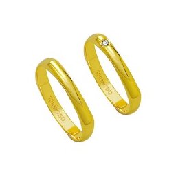 Aliança de Ouro 18k 750 Largura 3.00mm Altura 0.80mm / Aliança de Ouro 18k 750 com 1 Brilhante de 2.25 Pontos Largura 3.00mm Altura 0.80mm