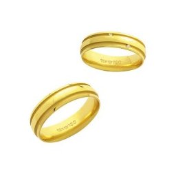 Aliança Anatômica de Ouro 18k 750 Largura 5.50mm Altura 1.50mm / Aliança Anatômica de Ouro 18k 750 com 2 Brilhantes de 1.00 Pontos Largura 5.50mm Altura 1.50mm