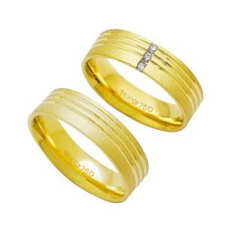 Aliança Anatômica de Ouro 18k 750 Largura 6.00mm Altura 1.50mm / Aliança Anatômica de Ouro 18k 750 com 3 Brilhantes de 2.25 Pontos Largura 6.00mm Altura 1.50mm