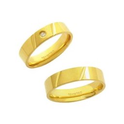Aliança Anatômica de Ouro 18k 750 Largura 5.00mm Altura 1.50mm / Aliança Anatômica de Ouro 18k 750 com 1 Brilhante de 2.25 Pontos Largura 5.00mm Altura 1.50mm