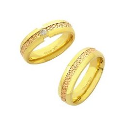 Aliança Anatômica de Ouro Vermelho 18k 750 Largura 6.00mm Altura 2.20mm / Aliança Anatômica de Ouro Vermelho 18k 750 com 1 Brilhante de 11.00 Pontos Largura 6.00mm Altura 2.20mm