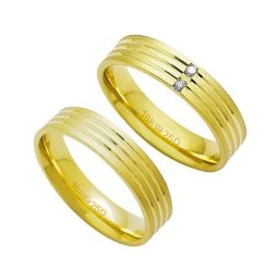 Aliança Anatômica de Ouro 18k 750 Largura 5.00mm Altura 1.50mm / Aliança Anatômica de Ouro 18k 750 com 2 Brilhantes de 2.25 Pontos Largura 5.00mm Altura 1.50mm