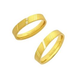 Aliança Anatômica de Ouro 18k 750 Largura 4.00mm Altura 1.50mm / Aliança Anatômica de Ouro 18k 750 com 2 Brilhantes de 2.25 Pontos Largura 4.00mm Altura 1.50mm