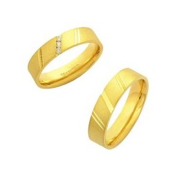 Aliança Anatômica de Ouro 18k 750 Largura 5.00mm Altura 1.50mm / Aliança Anatômica de Ouro 18k 750 com 3 Brilhantes de 2.25 Pontos Largura 5.00mm Altura 1.50mm