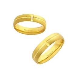 Aliança Anatômica de Ouro 18k 750 Largura 5.00mm Altura 1.50mm / Aliança Anatômica de Ouro 18k 750 com 1 Brilhante de 2.25 Pontos Largura 5.00mm Altura 1.50mm