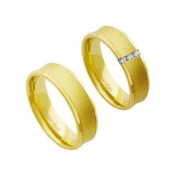 Aliança Anatômica de Ouro 18k 750 Largura 6.00mm Altura 1.80mm / Aliança Anatômica de Ouro 18k 750 com 3 Brilhantes de 2.25 Pontos Largura 6.00mm Altura 1.80mm