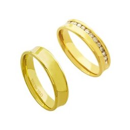 Aliança Anatômica de Ouro 18k 750 Largura 5.00mm Altura 1.50mm / Aliança Anatômica de Ouro 18k 750 com 15 Brilhantes de 2.25 Pontos Largura 5.50mm Altura 1.60mm