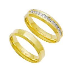Aliança Anatômica de Ouro 18k 750 Largura 5.00mm Altura 1.80mm / Aliança Anatômica de Ouro 18k 750 com 15 Brilhantes de 2.25 Pontos Largura 5.00mm Altura 1.80mm