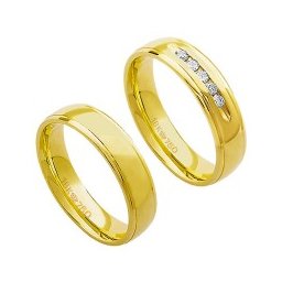 Aliança Anatômica de Ouro 18k 750 Largura 5.00mm Altura 1.70mm / Aliança Anatômica de Ouro 18k 750 com 15 Brilhantes de 2.25 Pontos Largura 5.00mm Altura 1.70mm
