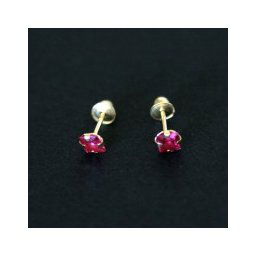Brinco de Ouro 18k com Pedra de Zirconia Vermelha