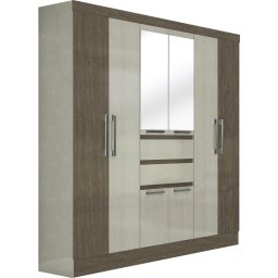 GUARDA-ROUPA CASAL 8 PORTAS COM ESPELHO CARVALHO/AVELÃ