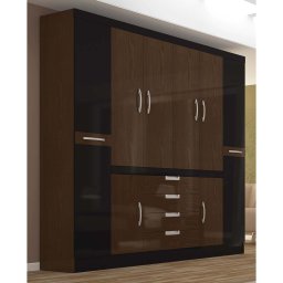 GUARDA-ROUPA CASAL 08 PORTAS 4 GAVETAS - NOCE C/PRETO