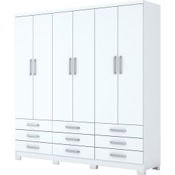 GUARDA-ROUPAS 6 PORTAS 9 GAVETAS - BRANCO