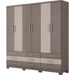 GUARDA-ROUPAS 6 PORTAS 9 GAVETAS - SILVER DUAL COLOR