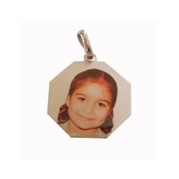 Pingente de Ouro com foto gravada / Fotogravação Colorida 24.3mm x 24.3mm