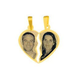 Pingente de Ouro com foto gravada / Fotogravação 19mm x 24mm