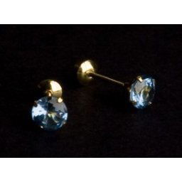 Brinco de Ouro com Pedra Zirconia Azul