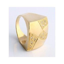 Anel de Ouro Amarelo com 12 Diamante de 1 Ponto