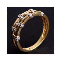 Anel de Ouro Amarelo e Ouro Branco com 8 Diamantes de 0.5 ponto
