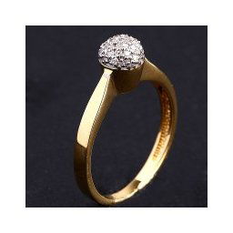 Anel Solitário com Ouro Amarelo e Ouro Branco com 22 Diamantes de Meio Ponto Cada