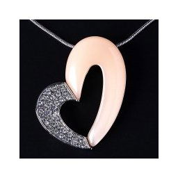 Colar Rabo de Rato com Banho de Ouro Branco Agata Rosa com Pedra Zirconia