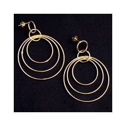 Brinco de Ouro Amarelo com Várias Argolas