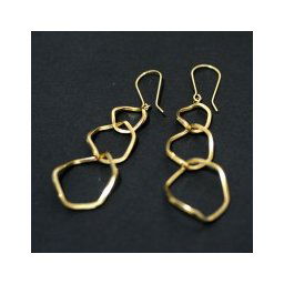 Brinco de Ouro Amarelo de 3 Argola Retorcidas