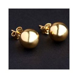 Brinco de Ouro Amarelo com Bola Grande