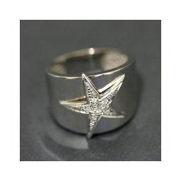 Anel de Ouro Branco com 6 Diamante de 1 Ponto