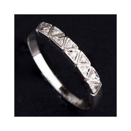 Anel de Ouro Branco com 10 Diamante de 1 Ponto