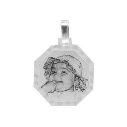 Pingente de Ouro Branco com foto gravada / Fotogravação 24.3 mm x 24.3 mm / 2.1 g