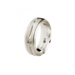 Aliança 8 mm trabalhada com 6 pedras de zircônia de 2 mm em prata