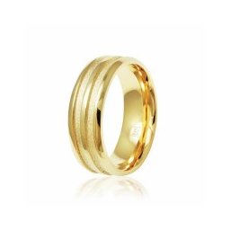Aliança Folheada a Ouro Reta 8mm com 2 Frizos