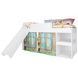 CAMA INFANTIL BRANCA COM ESCORREGADOR