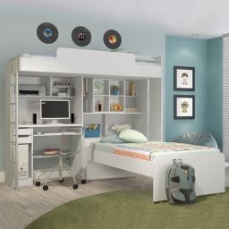 KIT DE QUARTO BELICHE + ARMARIO + MESA INFORMATICA - BRANCO