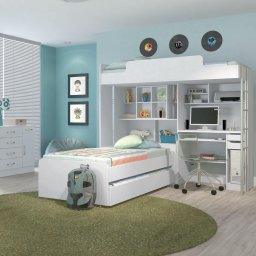KIT DE QUARTO TRELICHE + ARMARIO + MESA INFORMATICA - BRANCO