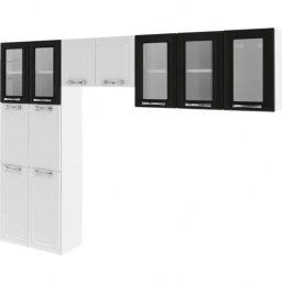 Armário de Cozinha Modulada 351cm Porta de Vidro 7 Peças Perfect H02  Duna/Cristal - Mpozenato