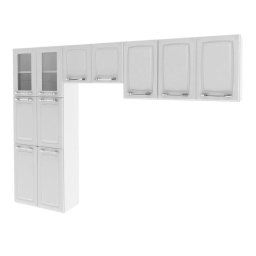 Armário de Cozinha Modulada 351cm Porta de Vidro 7 Peças Perfect H02  Duna/Cristal - Mpozenato