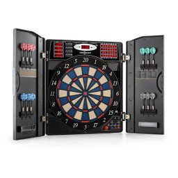 OneConcept Masterdarter, kovový vzhled, terč na šipky, šipkový automat, měkký hrot, dvířka