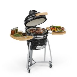 Klarstein Queensize, kamado gril, teploměr, odnímatelné boční díly, černý