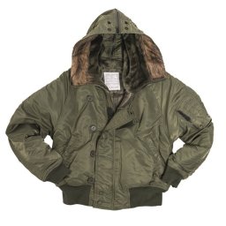 Bunda N-2B BASIC pilotní s kapucí ZELENÁ vel. XL