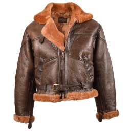 Bunda kožená UK BOMBER RAF s límcem HNĚDÁ vel. XL