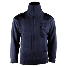 Svetr vlněný dlouhý zip s kapsou MODRÝ vel. 52