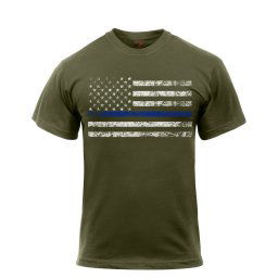 ROTHCO triko THIN BLUE LINE US vlajka ZELENÉ vel.L
