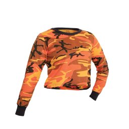 Triko dámské krátké CROP dlouhý rukáv ORANGE CAMO vel. S